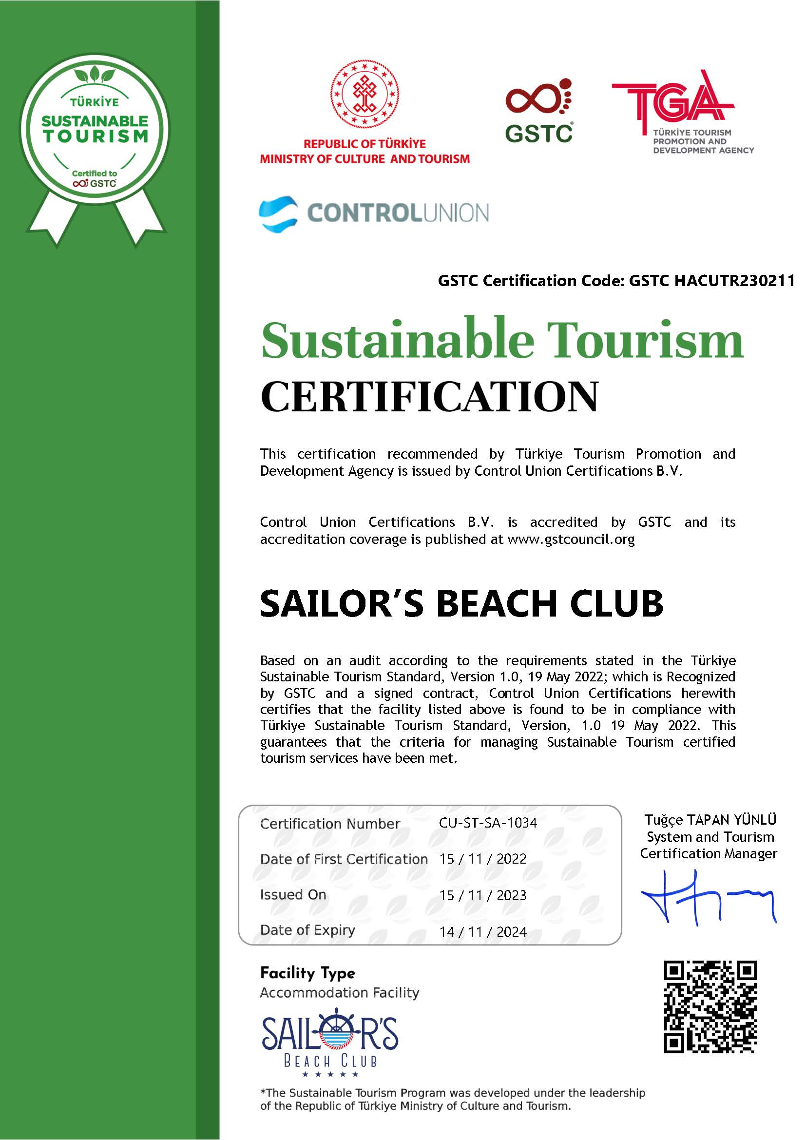 GSTC Sürdürülebilir Turizm Sertifikası